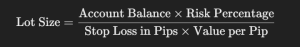 lot size calculating formula