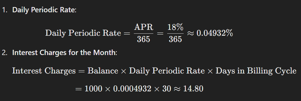 Example Calculation Daily Periodic Rate