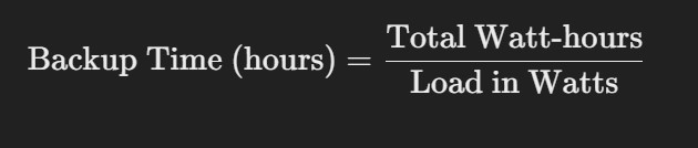 battery backup calculator formula